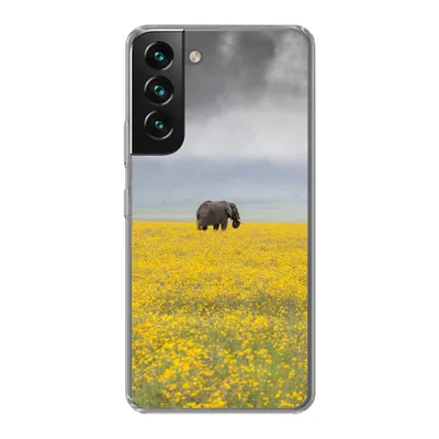 Produktbild von MuchoWow® Handyhülle Schutzhülle Hülle für Samsung Galaxy S22 Elefant - Blumen - Natur - Gelb - Tiere Silikon Softcase Handy Hülle - Mobiltelefonhülle