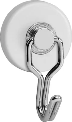 Image de MAUL Aimant rond 2 pièces 5 kg Acier Métal Ferrite avec crochet 6 x 3,7 x 2,8 cm blanc