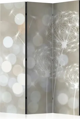 Obrázok produktu pre Obojstranný paraván Kvety 135x172 cm 3-dielny béžový