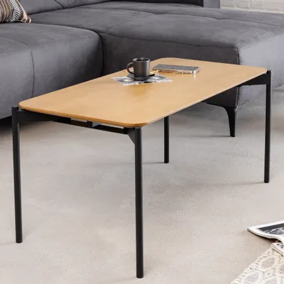 Produktbild von riess-ambiente Retro Couchtisch DESIGNO 90cm Eiche Holz-Design schwarz Metallgestell Beistelltisch Tisch