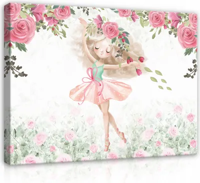 Produktbild von Leinwandbild Kinderzimmer Mädchen Ballerina 60x40 cm XXL Modern Canvas Leinwand Bilder Leinwandbilder Wandbilder Kunstdruck Bild auf Leinwand Aufhängefertig