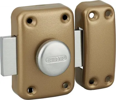Image de Verrou à bouton Apache pour porte intérieure, acier, époxy or - THIRARD