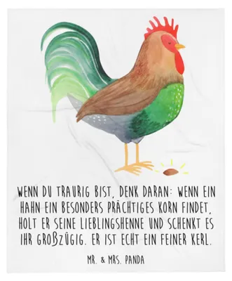 Produktbild von Mr. & Mrs. Panda Kuscheldecke Hahn Korn - Weiß - Geschenk, Henne, Bettdecke, Eier, Plaid, Bauernhof, Wohndecke, Decke, Tagesdecke, Natur
