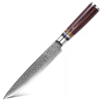 Obrázek produktu pro Damaškový kuchyňský nůž KA-20052 - Slicing/Hnědá KP20052