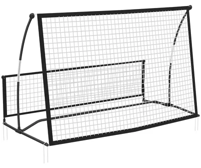 Produktbild von 2 in 1 Fußball Rebounder 200 x 94 x 122 cm, klappbares Reboundnetz mit Tragetasche und Bodenankern, Trainingsnetz für Pass, Schuss & Ballkontrolle