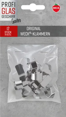 Immagine prodotto di 12er Beutel Weck Klammern mit Trägerkarte "Gastro" 76132