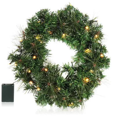 LED-Deurkrans mit 30 warmweißen LEDs und Timer, Ø 30 cm