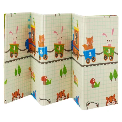 Produktbild von Juskys Kinder Spielmatte Toni 180x200 cm Tiere - XXL Matte für Babys - Schaumstoff Spielteppich faltbar, soft & wendbar - Boden - Krabbelmatte Grün