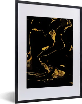 Produktbild von MuchoWow® Gerahmtes Poster Muster - Gold - Schwarz 30x40 cm - Poster mit Schwarzem Bilderrahmen Wandposter Rahmen Foto Bilder - Wandposter Schlafzimmer