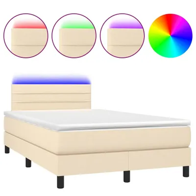 Produktbild von Boxspringbett mit Matratze & LED Creme 120x200 cm Stoff
