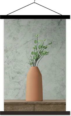 Produktbild von MuchoWow® Textilposter Vase - Pflanzen - Stilleben 40x60 cm mit schwarzem Rahmen - Wanddekorationen