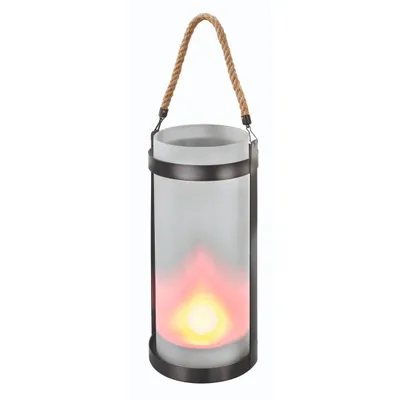 Zdjęcie produktu dla Dekoracyjna latarnia solarna "Jasmin" - żywy efekt płomienia LED - wysokość: 31,0 cm - stojąca lub zawieszona na lince konopnej - lampa solarna oświetlenie ogrodu wisząca latarnia solarna, esotec 102099