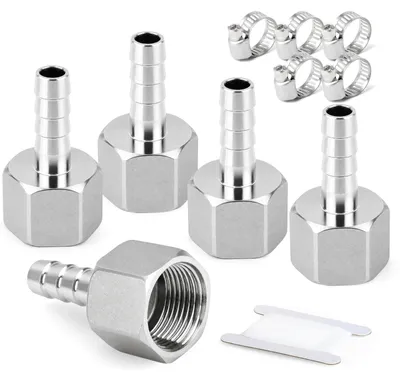 5er Set 304 Edelstahl Schlaucharmaturen 14mm x 3/4" BSP