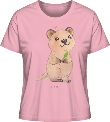 Produktbild von Mr. & Mrs. Panda Basic T-Shirt Damen Quokka Happy Größe M - Baumwolle Pink - Geschenk, Lustiger Spruch, Dinge Erledigen, Bio, Oberteil, Shirt, Baumwoll, Aufschieberitis