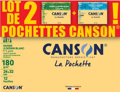 Produktbild von CANSON Zeichenpapier "C" à grain & "Mi-Teintes" 2 Stück je 12 Blatt