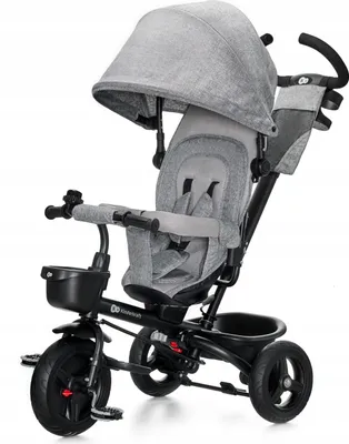 Produktbild von Kinderkraft AVEO - Dreirad - verstellbarer Sitz - große Räder - klappbar - Sicherheitsgurte - hohe Rückenlehne - Zubehör inklusive - Grau