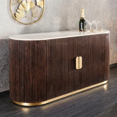 Produktbild von riess-ambiente Sideboard GATSBY 120cm braun weiß gold massives Mangoholz Marmorplatte Metall