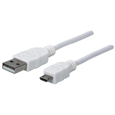 Produktbild von MANHATTAN USB 2.0 Anschlußkabel 1m A-St/Micro-B-St. weiß