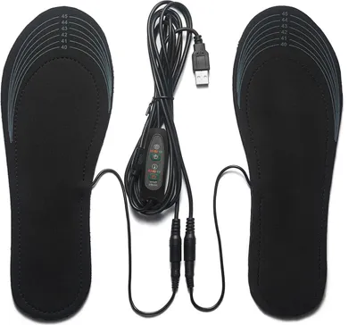Produktbild von 1 Paar elektrisch beheizte Einlegesohlen, Temperaturregelung, zuschneidbare, wiederverwendbare USB-Heizsohlen, Fußwärmer für Erwachsene