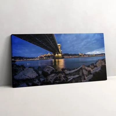 Produktbild von Felsenufer unter der Brücke – Leinwandbild Wandbild – 120x60 cm – Leinwandbilder – Wandbilder – Schlafzimmer – Flur