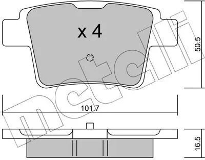 Produktbild von METELLI Bremsbeläge Satz Hinten Bremsklötze für FORD MONDEO III Kombi (BWY) 22-0677-0