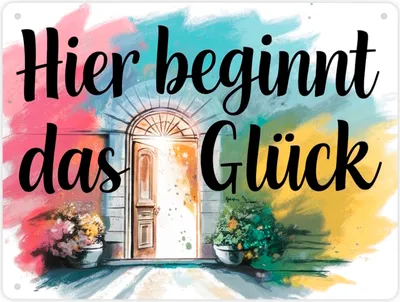 Produktbild von Hier beginnt das Glück Metallschild XL in 21x28 cm