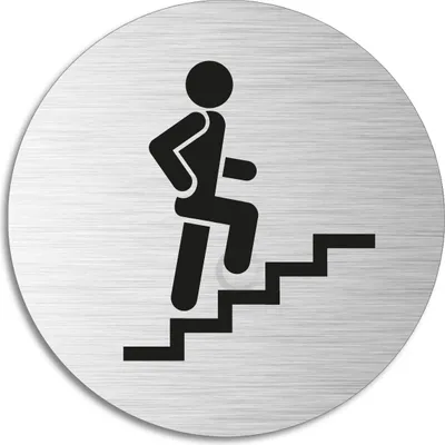 Produktbild von Schild - Treppenhaus | Türschild aus Aluminium | Edelstahloptik selbstklebend  Ø 75 mm