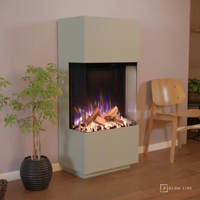 Produktbild von Glow Fire Elektrokamin 'PR11' in LED Standkamin in weiß mit Heizung (1500 W) | HxBxT: 130x61,5x40cm