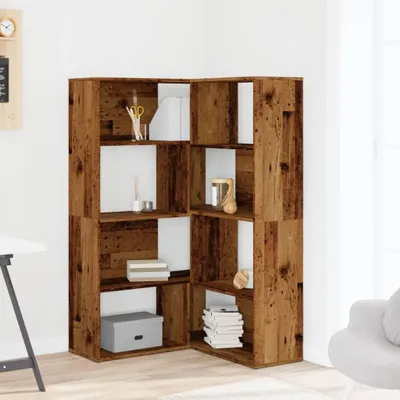 Produktbild von "2026 Aktion"Eck-Bücherregal - CLORIS - Standregal - Robust und langlebig - 4 Etagen Antikholz 85x85x140 cm Holzwerkstoff - DEMöbel7770734