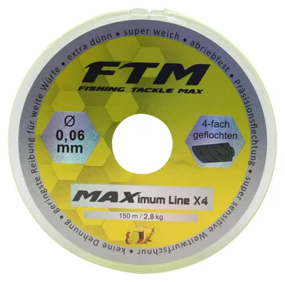 Produktbild von FTM Schnur MAXimum X4 - 150m geflochtene Angelschnur, Durchmesser/Tragkraft:0.06mm / 2.8kg