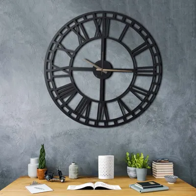 Obrázok produktu pre Opviq, Classic- BSG1105, čierna, nástenné hodiny, 70 x 70 cm, 100% kov (hrúbka: 2 mm)