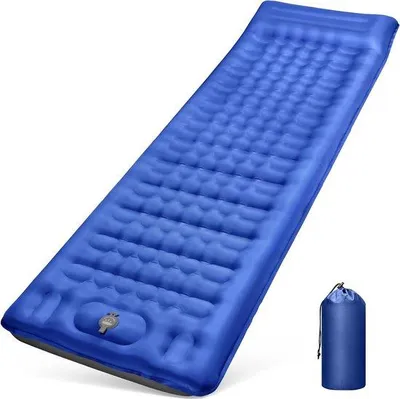 Produktbild von Famanu Camping-Schlafmatratze 10 cm dick mit Fußpumpe und Kissen - ultraleicht und wasserdicht