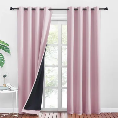 Productafbeelding van Zwarte verduisteringsgordijnen 100% lichtdicht - 2 stuks - 140x245cm - Lichtroze