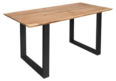 Produktbild von Esstisch 120 x 80 cm Akazie massiv naturfarben Schweizer Kante U-Gestell ATLANTA