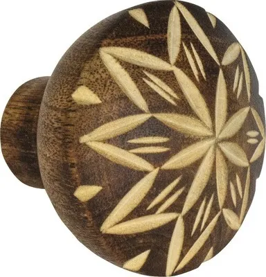Produktbild von Möbelknopf Gravur Holz/walnuss ØxH 40/34 mm