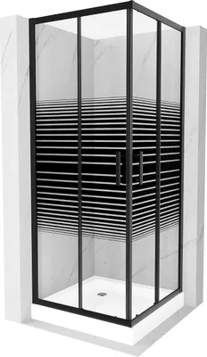 Immagine prodotto di Mexen Rio cabina doccia quadrata 70 x 70 cm, strisce nere, nero + piatto doccia, bianco - 860-070-070-70-20-4510