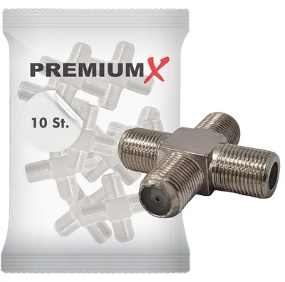 Produktbild von PremiumX 10x F-Adapter 4x F-Buchse Verbinder Splitter Koax- und Antennenkabel