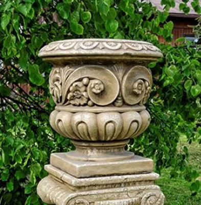 Obrázok produktu pre Casa Padrino Barokový kvetináč sivý Ø 39 x v. 40 cm - Nádherný kvetináč v barokovom štýle - Barokové záhradné dekorácie