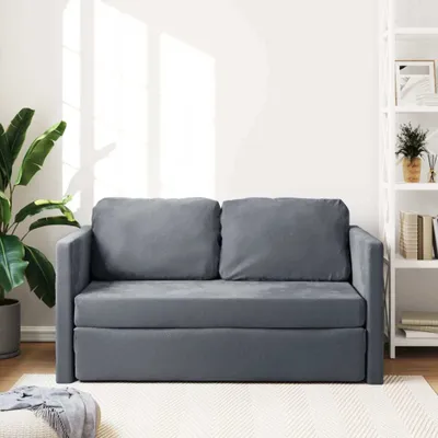 Produktbild von "im Sonderangebot" Bodensofa mit Schlaffunktion Dunkelgrau 122x204x55 cm Samt - 122 x 70 x 55 cm - NeuMöbel7265839