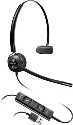 Obrázek produktu pro HP Poly Konvertibilní náhlavní souprava Poly EncorePro 545 USB-A, Kabel, Hovory/hudba, 32 g, Sluchátka s mikrofonem, Černá
