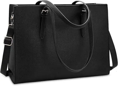 Produktbild von Wasserdichte Laptop-Tasche für Frauen, 15,6 Zoll, Kunstleder, Schul- und Einkaufstasche