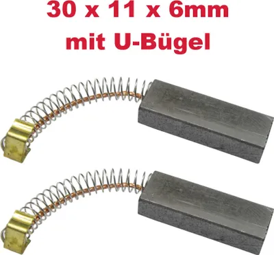 Produktbild von 2x Kohlebürsten Motorkohlen 30mm x 11mm x 6mm Kohlestifte Motorbürsten Schleifkohlen Carbonbürste mit Kupferdraht und U-Anschlussbügel für Miele S200 S300 Tango S500 Serie Mehrzwecksauger Staubsauger