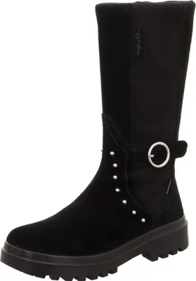 A black boot on a white background.