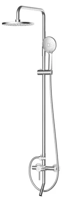 Produktbild von AVAPAX | Wannen-Duschset mit 3-Wege-Armatur - Kopfbrause Ø 230 mm - Stahloptik gebürstet - Mit Wannenauslauf