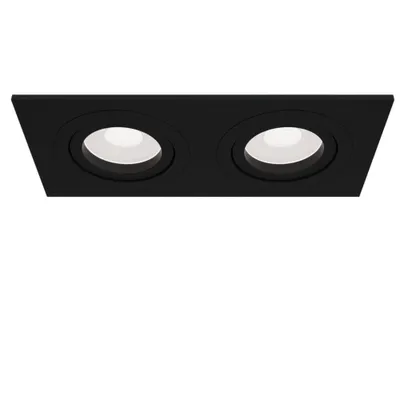 Image de Atom spot encastré noir carré 9,2x17,5 cm GU10 2-flamme