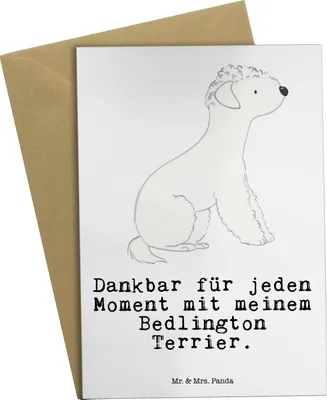 Produktbild von Mr. & Mrs. Panda Klappkarte Bedlington Terrier Moment - Weiß - Geschenk, osterkarten, hochzeitskarten, Grußkarte, weihnachtskarten, Glückwunschkarte, einladungskarten