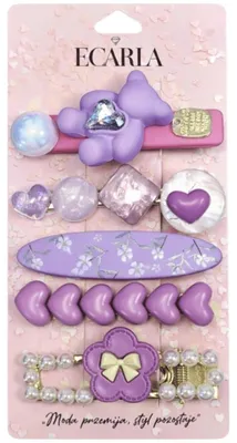 Produktbild von ECARLA - 5-in-1 lila Haarspangen-Set