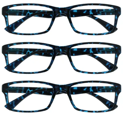 Produktbild von Lesebrille 3er Set Rechteckig Kratzfest Blau Schildpatt OPULIZE Damen Herren