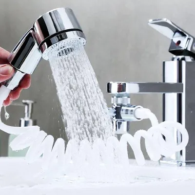 Produktbild von Famanu Duschkopfset für Waschbecken - 1,5 m Schlauch, drei Modi
