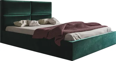 Obrázek produktu pro Manželská postel 140x200 cm Terra – moderní čalouněná postel s úložným prostorem, rošt – zelená